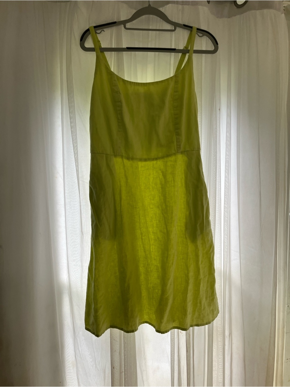 Old Navy Lime Green Midi Dress size size medium tall linen blend neon summer